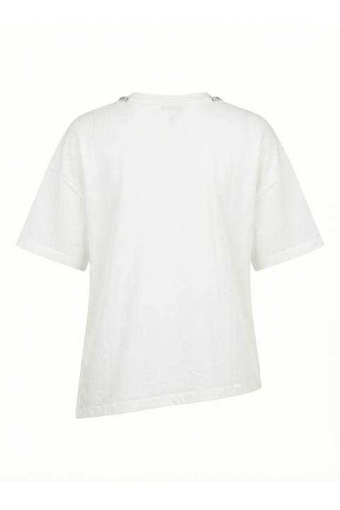 T-shirt girocollo strass bianco - Primavera Estate 2026 | Brend
