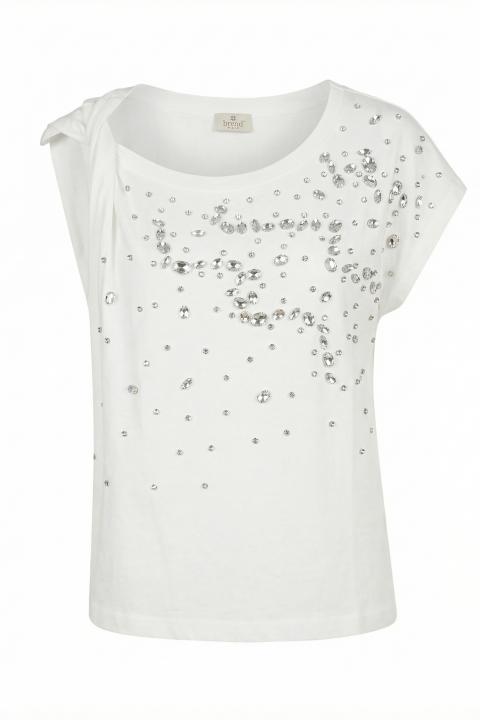 T-shirt nodo strass bianco - Primavera Estate 2026 | Brend