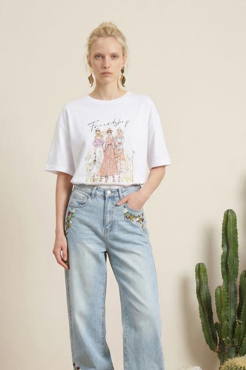 T-shirt stampa Friendship bianco - Primavera Estate 2026 | Brend