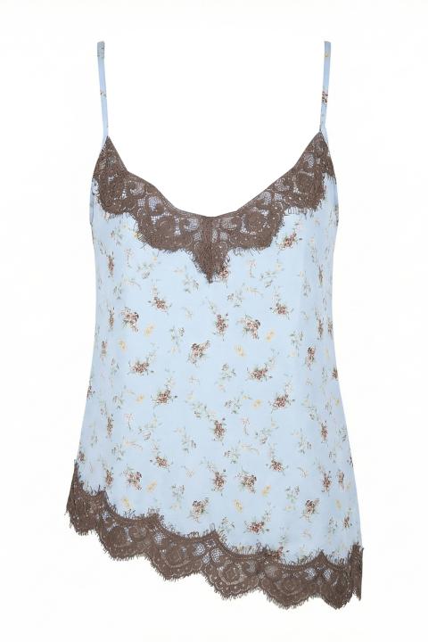 Top asimmetrico pizzo provenzale celeste - Primavera Estate 2026 | Brend