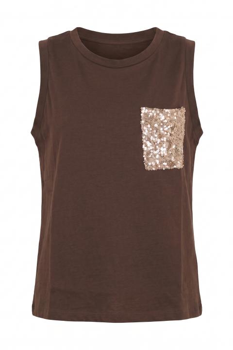 Canotta con tasca paillettes moro/bronzo - Primavera Estate 2026 | Brend