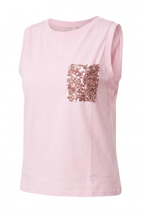 Canotta con tasca paillettes rosa/rosa - Primavera Estate 2026 | Brend