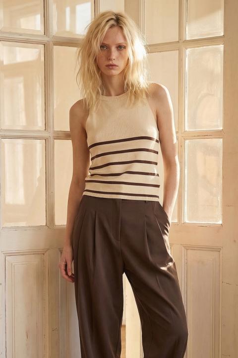 Top maglia righe crema/moro - Primavera Estate 2026 | Brend