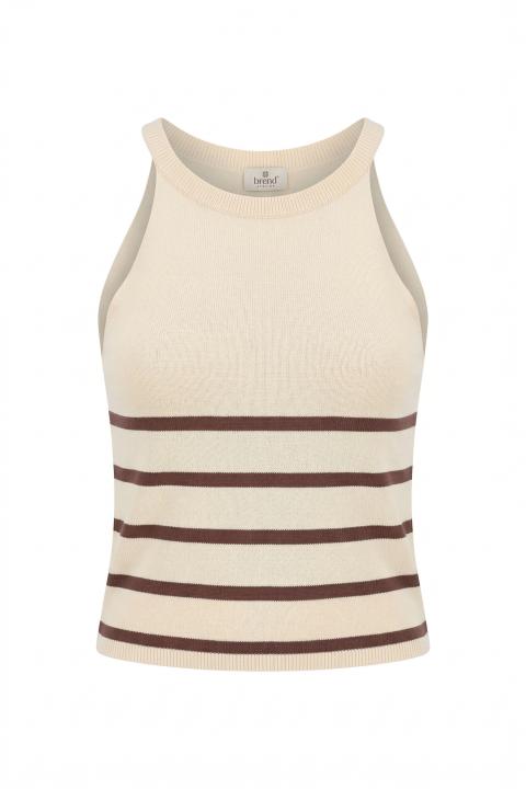 Top maglia righe crema/moro - Primavera Estate 2026 | Brend