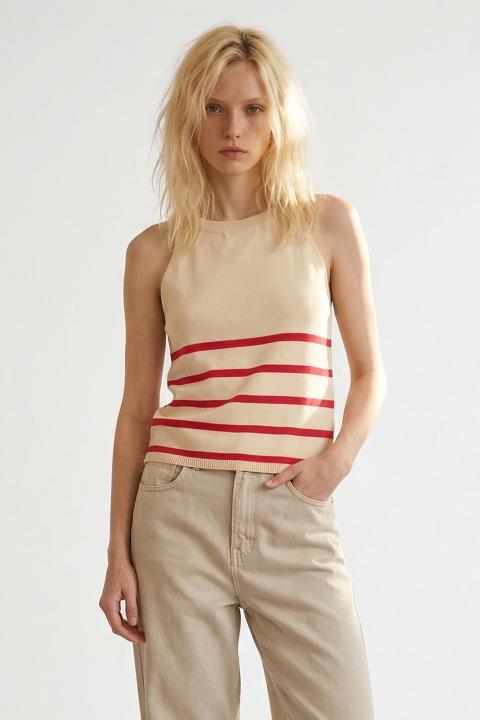 Top maglia righe crema/rosso - Primavera Estate 2026 | Brend