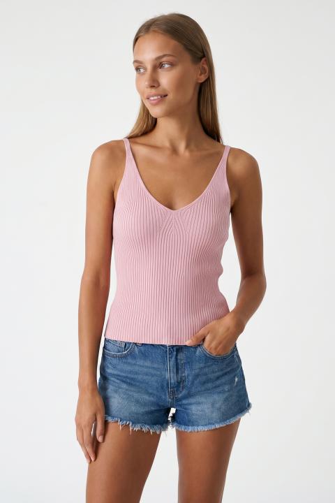 Top bretelline a costine rosa - Primavera Estate 2026 | Brend