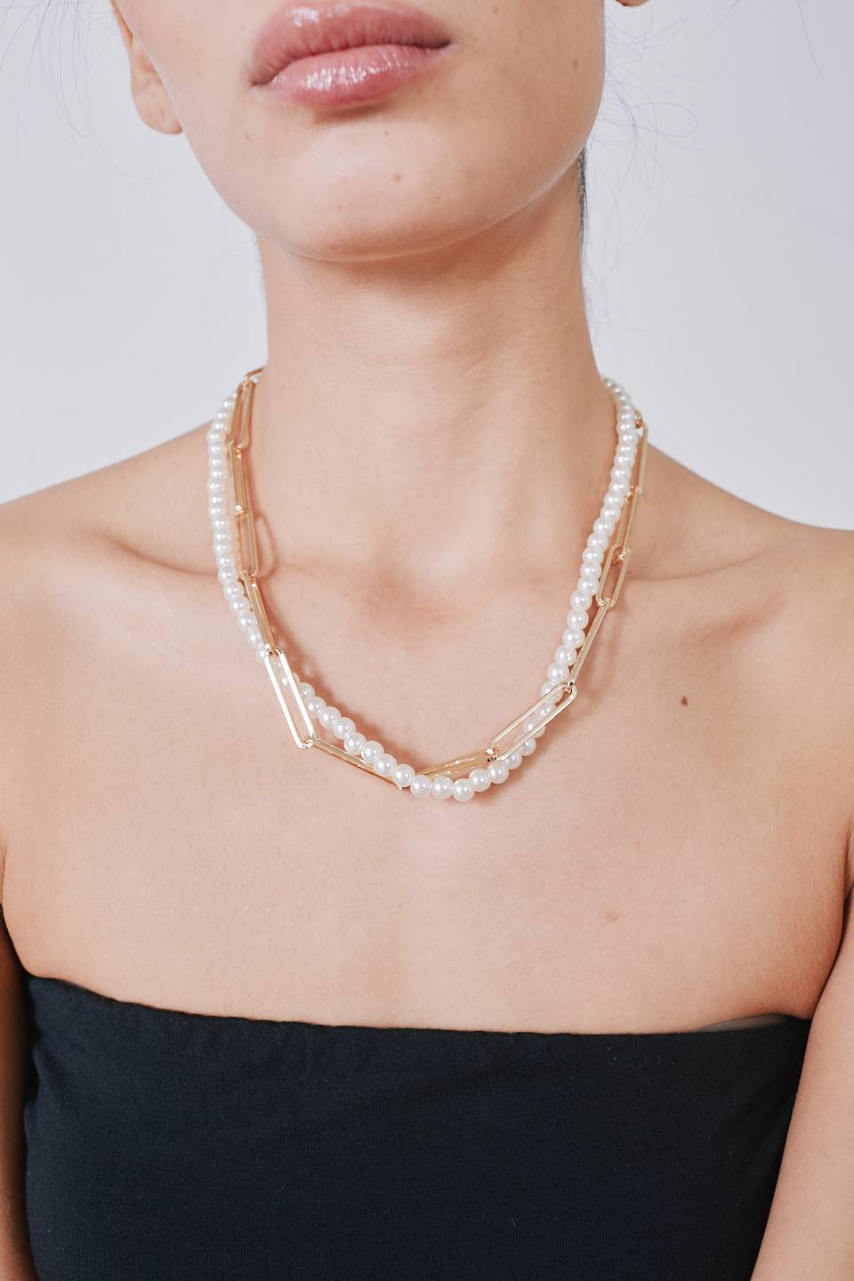 Collana 2 fili catena perle crema - Autunno - Inverno 2022 | Brend