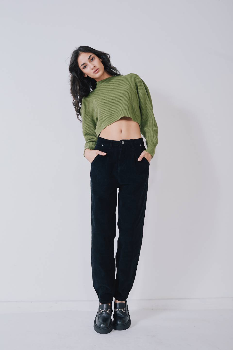 Pantaloni slouchy NERO | Abbigliamento Donna Brend